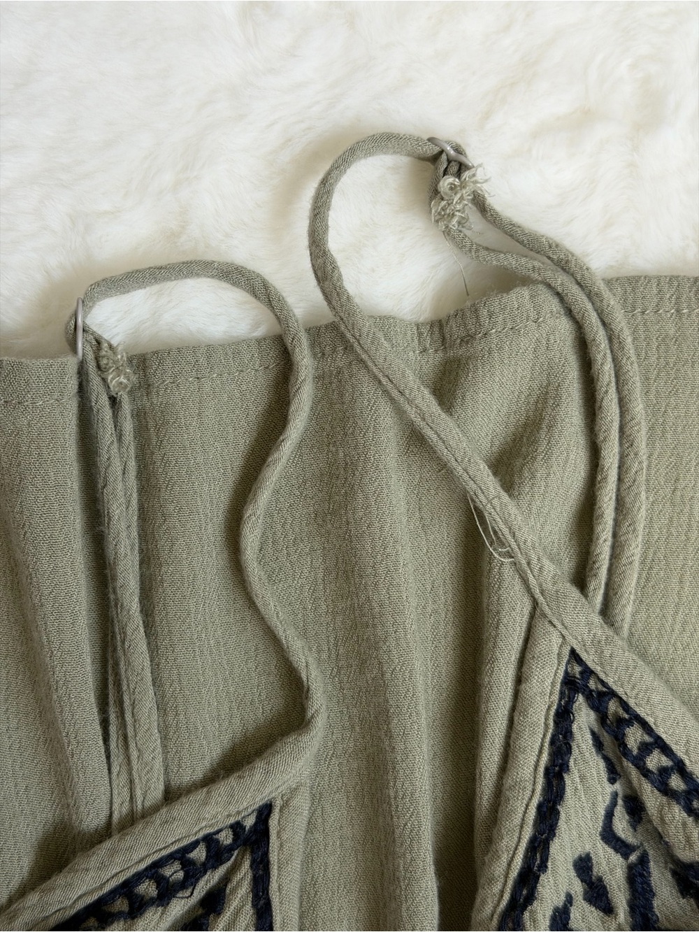 Olive Green Embroidered Tank Top - Picture 4 of 5